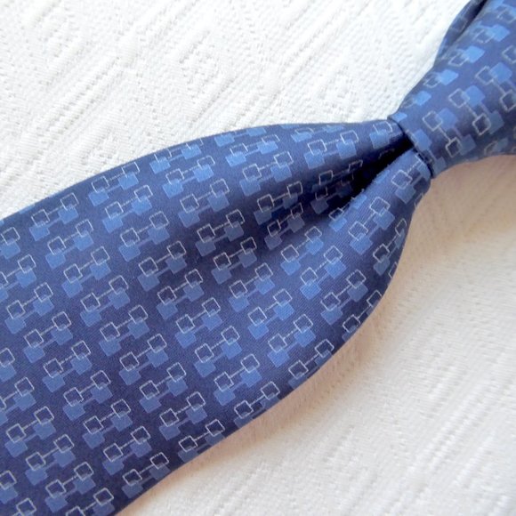 Gucci Tie blue geometric 100% silk made in Italy Tom Ford - Picture 2 of 3